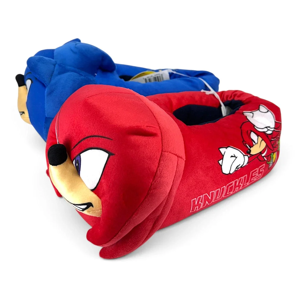 SEGA Sonic the Hedgehog Boys Size 2-3 Plush 3D Slippers Red Blue New